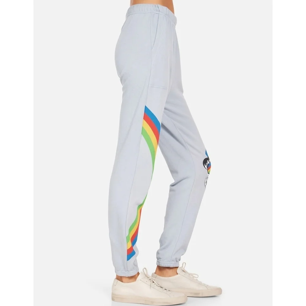 LAUREN MOSHI // ltd ed dola rainbow peace skull blue vintage feel pocket joggers - Picture 10 of 15
